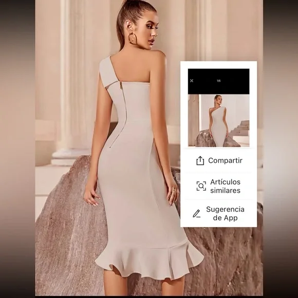 ADYCE Beige Fitted Dress - Picture 2 of 8